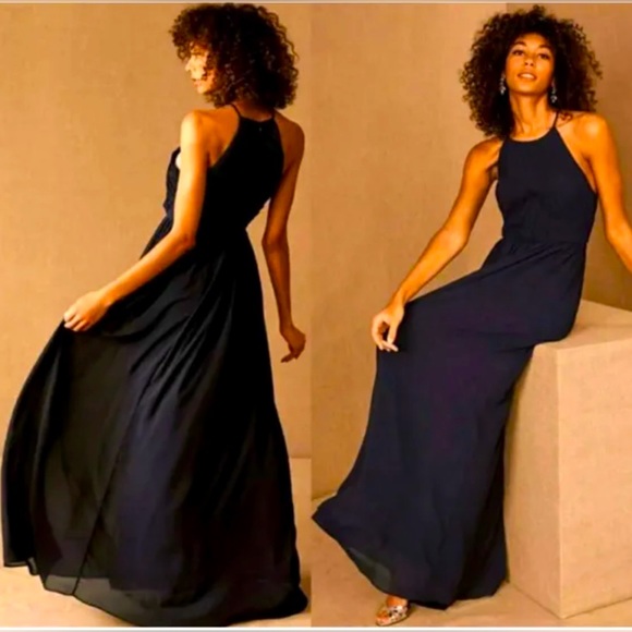 Anthropologie BHLDN Madrie Navy Blue Dress size 8 - Picture 5 of 6